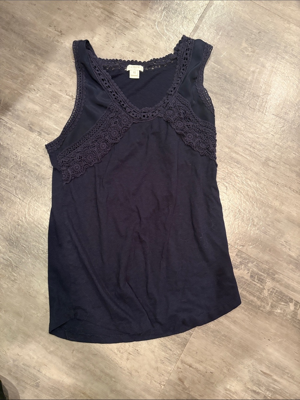 J. Crew Navy Crochet-Trim Tank Top
